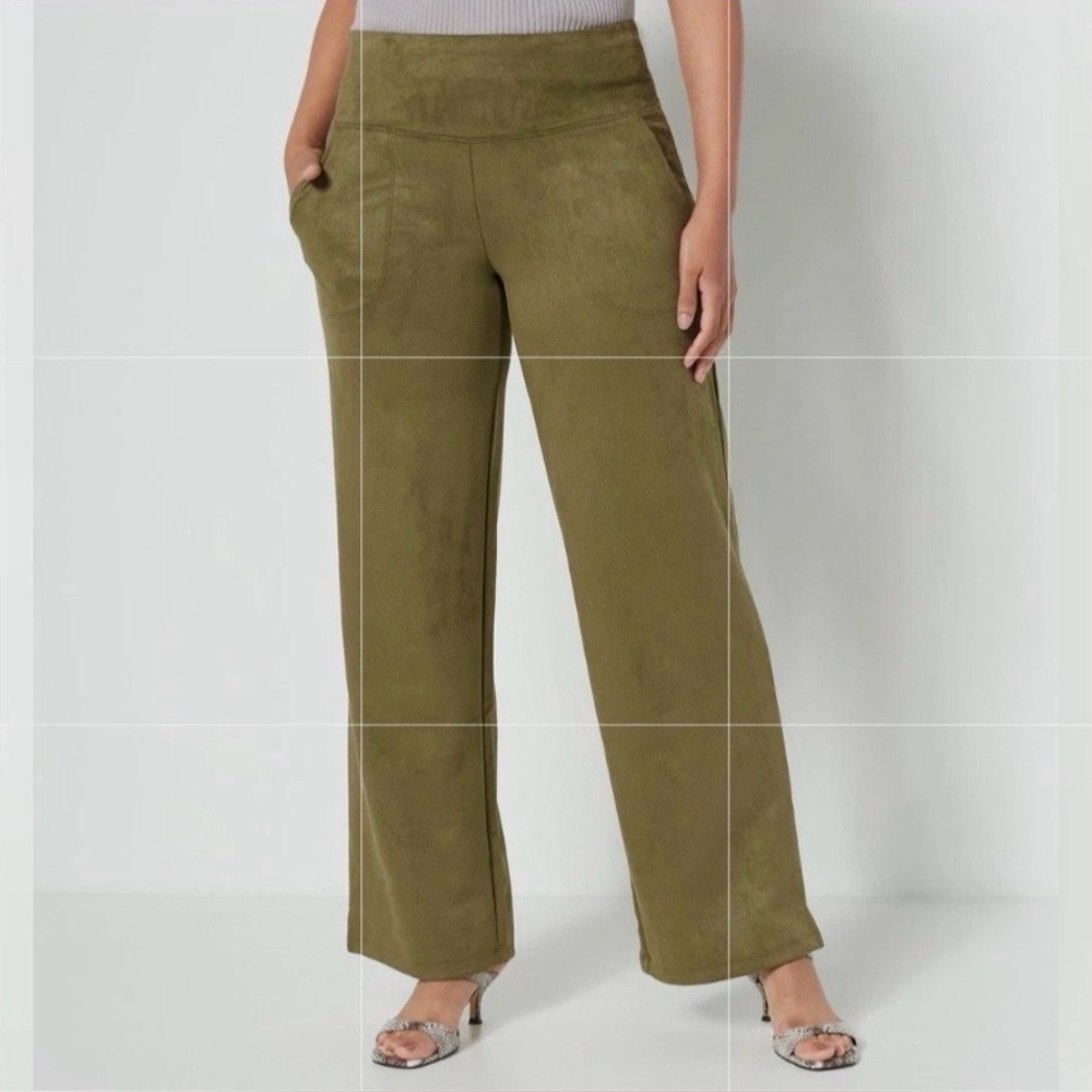Women’s with Control Green Wide Leg Tummy Control Pants / 1X